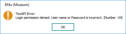 Incorrect password or username